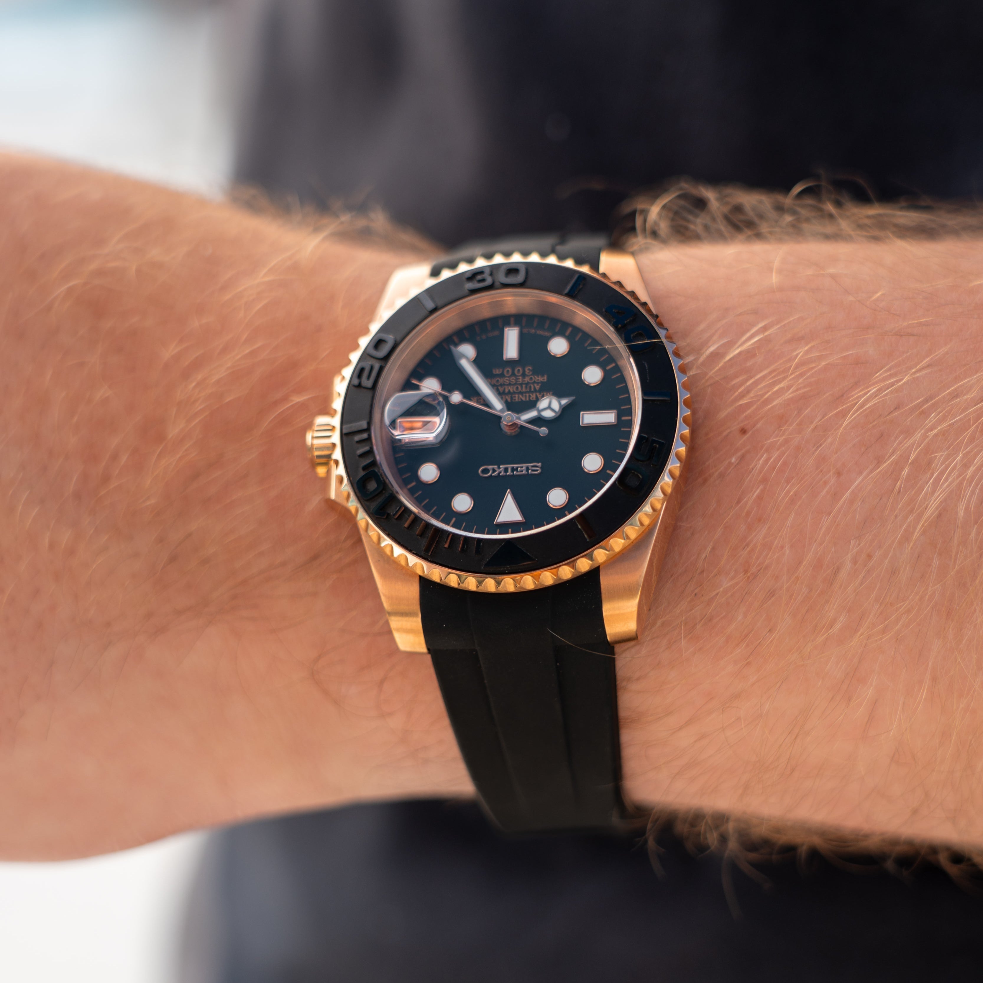 Seikomariner Roséguld Gummi